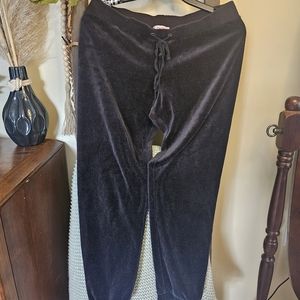 Juicy Couture Y2K Pants Size S Black Gold Label Jogger Velour Pockets Drawstring